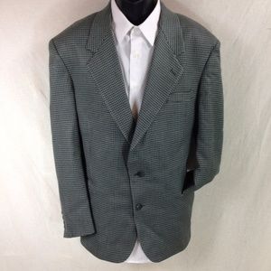 CELLINI Green Houndstooth Blazer Sport Coat Jacket
