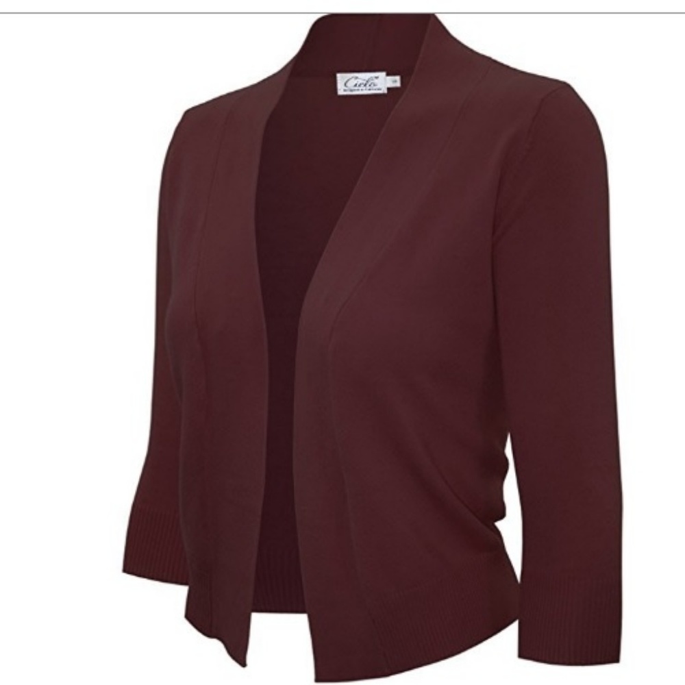 Basic Soft Stretch Shrug Cardigan Dark Purple