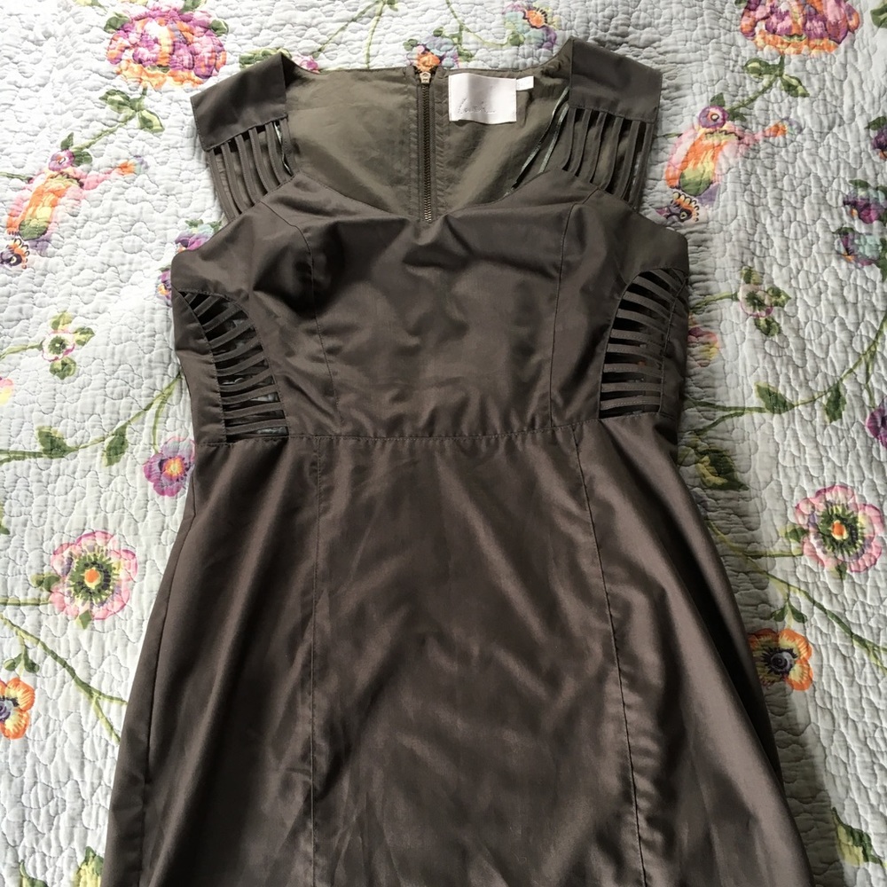 Sexy cutout olive green Lush dress