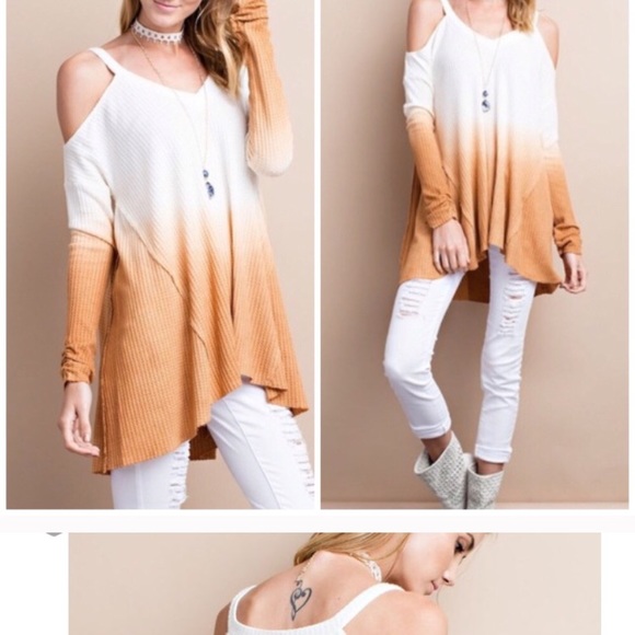 One Hour Sale 💜Ombré cold shoulder Thermal Tunic - Picture 3 of 3