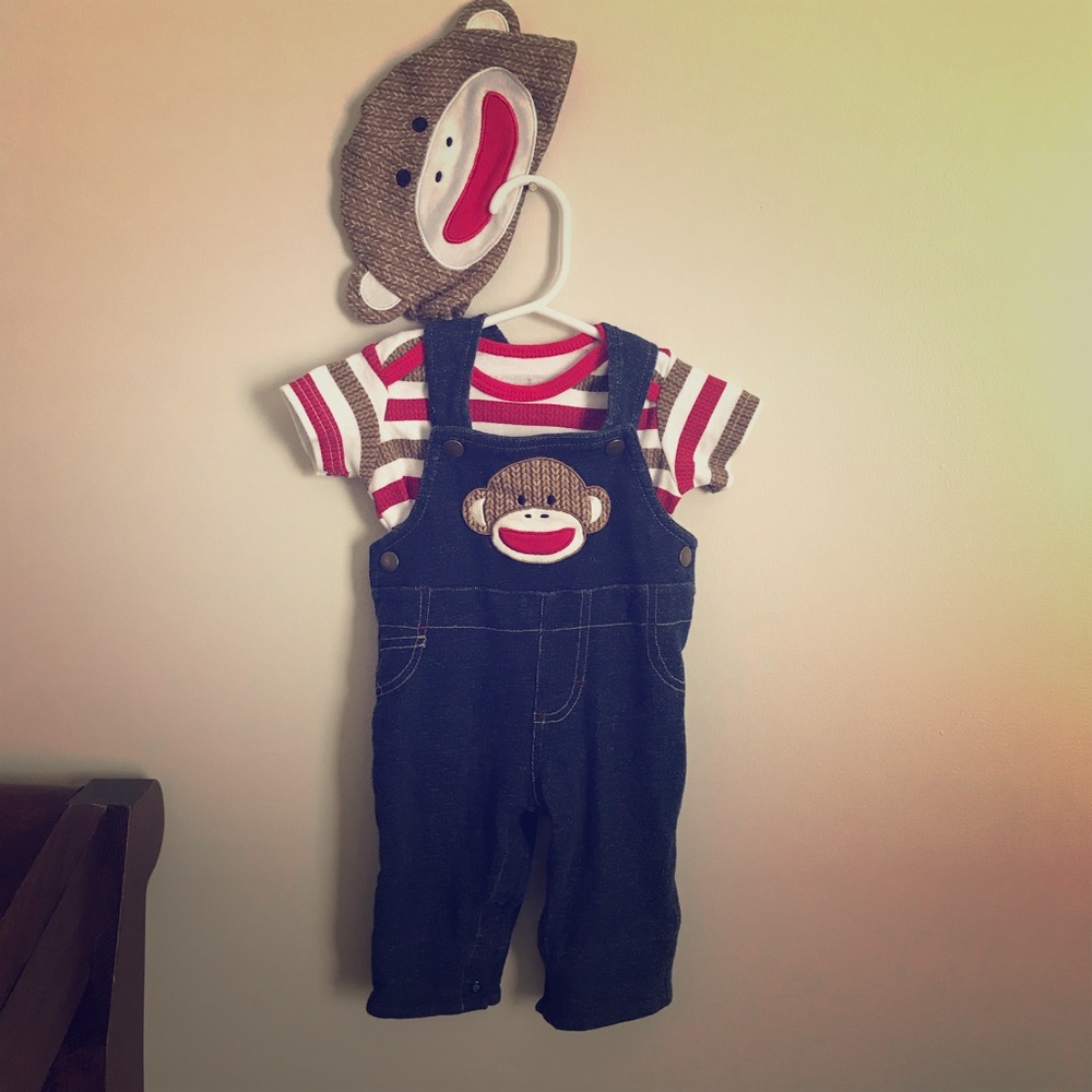 3 Piece Monkey Overalls Outfit