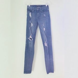 Express Distressed Legging Mid Rise Jeans