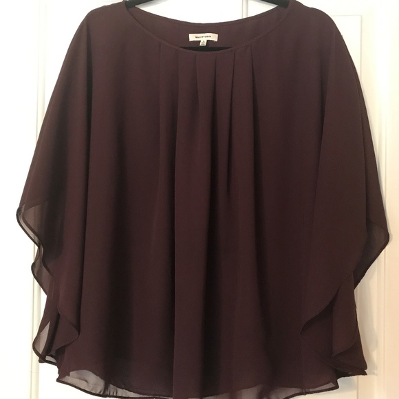 Max Studio Burgundy Pleated Kimono Blouse Size S - Picture 1 of 3