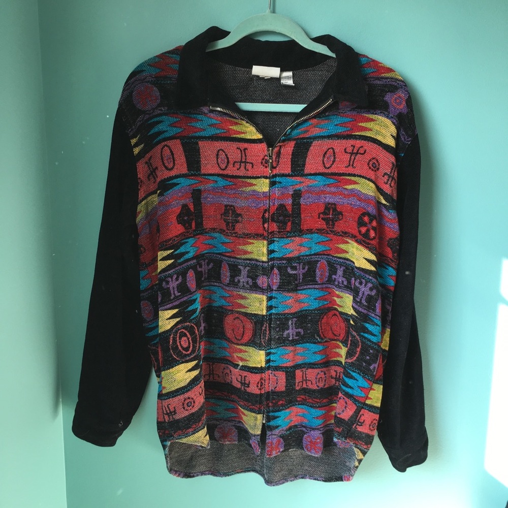 chicos vintage multicolored zip up