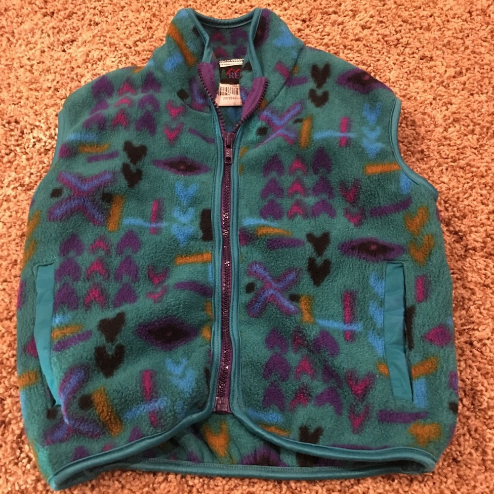 REI Girls Fleece Vest - xs 4/5 - Hearts