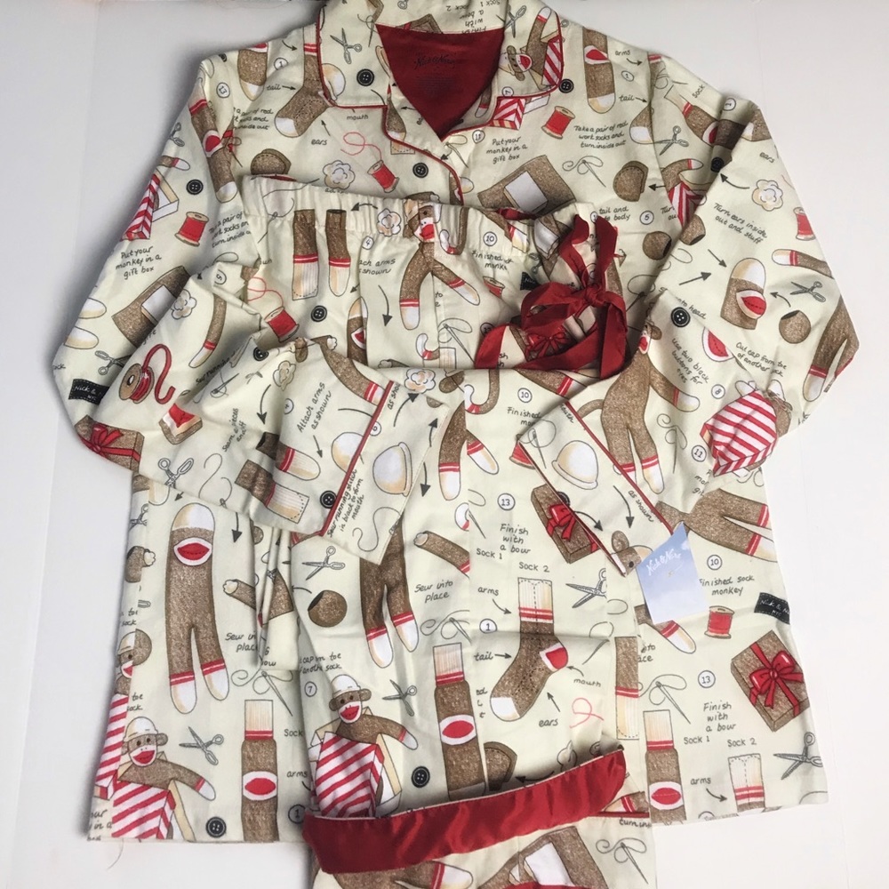 NWT Nick & Nora Flannel Pajama Set - Picture 3 of 8