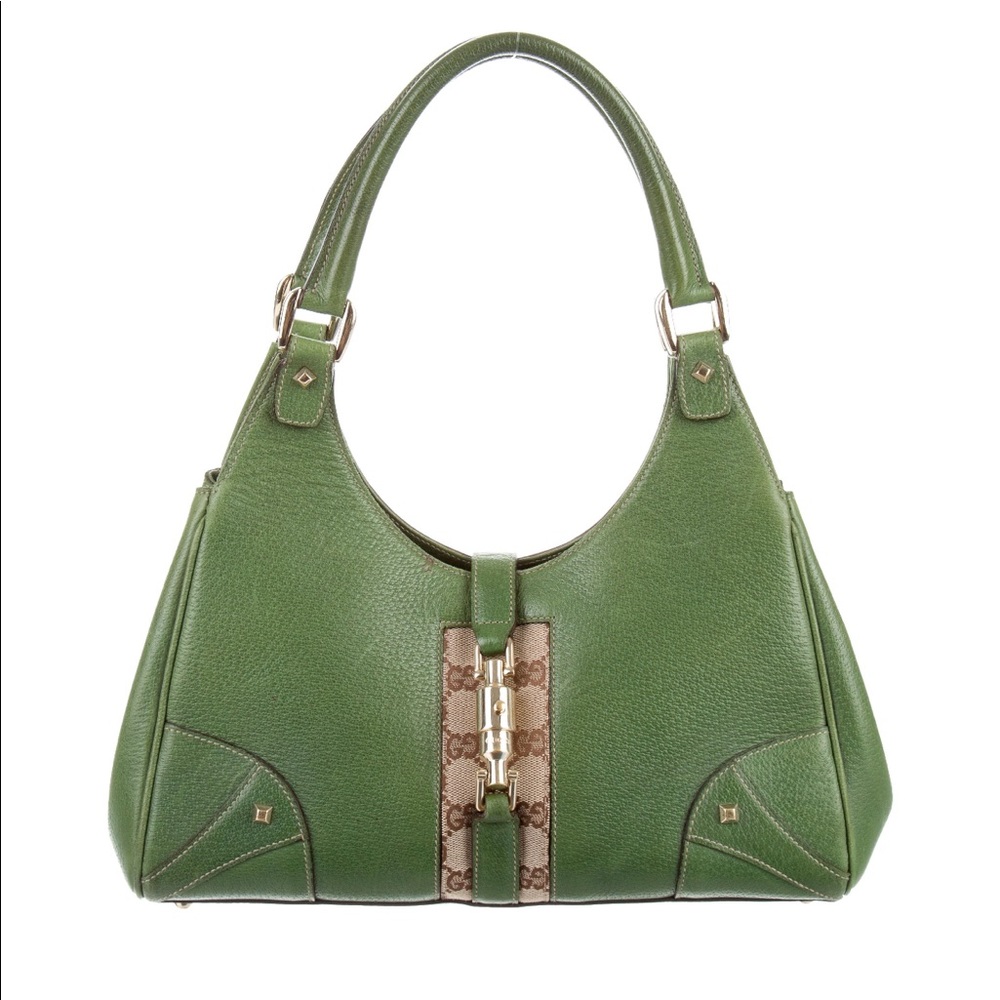 Genuine Gucci Leather Bardot Bag w/ Piston Lock