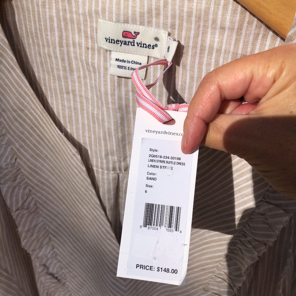 SOLD NWT Vineyard Vines Linen Dress Size 6 - Picture 5 of 5