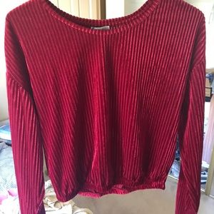 ZARA Red Velvet Long Sleeves Crop Top