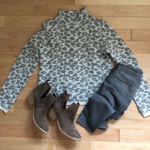 Loft grey leopard print sweater