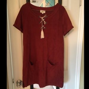 Suede Tie Up Dress