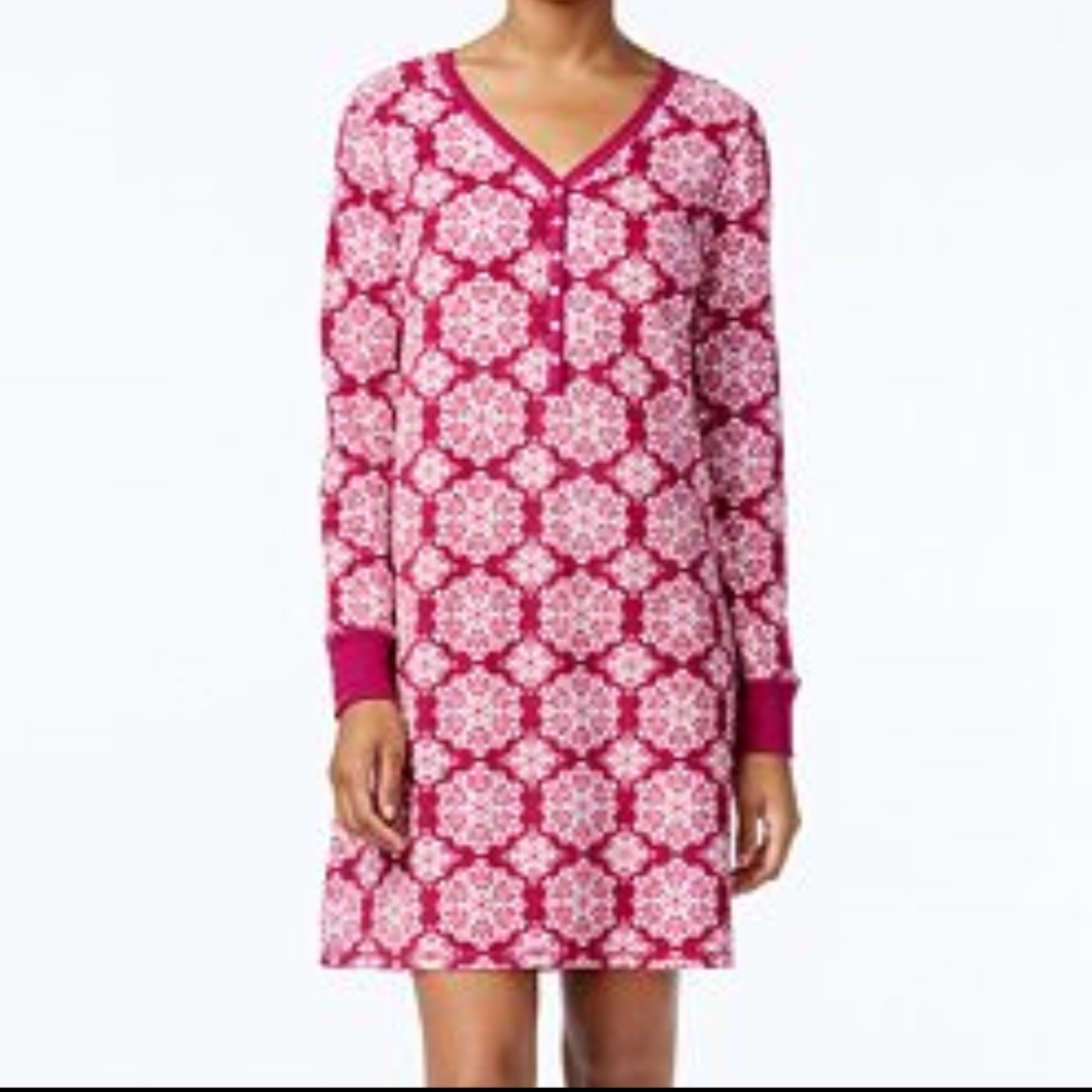 Charter Club Printed Textured Fleece Sleepshirt