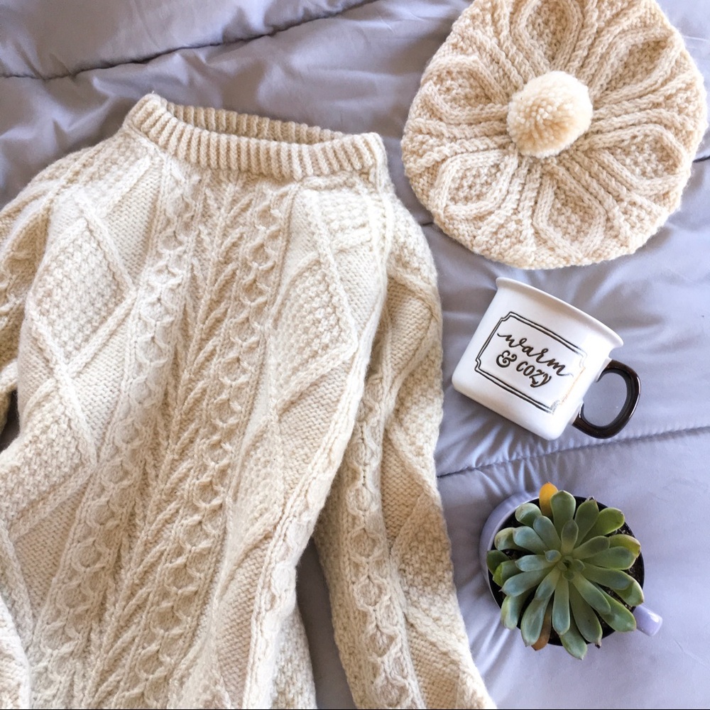 Vintage John Molloy Irish Wool Sweater & Tam Hat