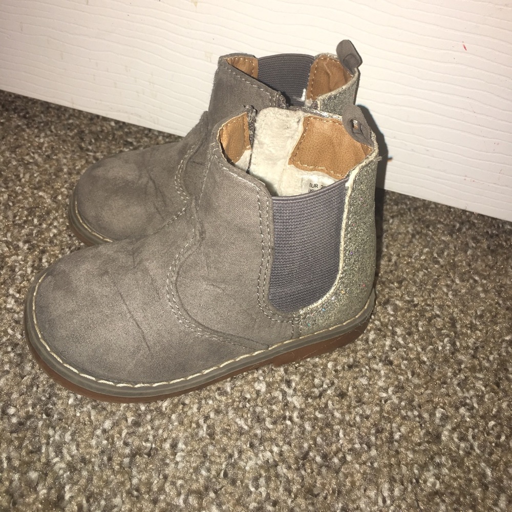 Sparkly gray booties