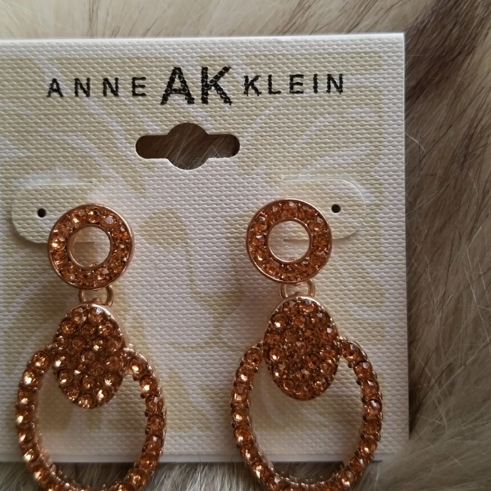 Anne Klein Rose Gold Crystal Earrings