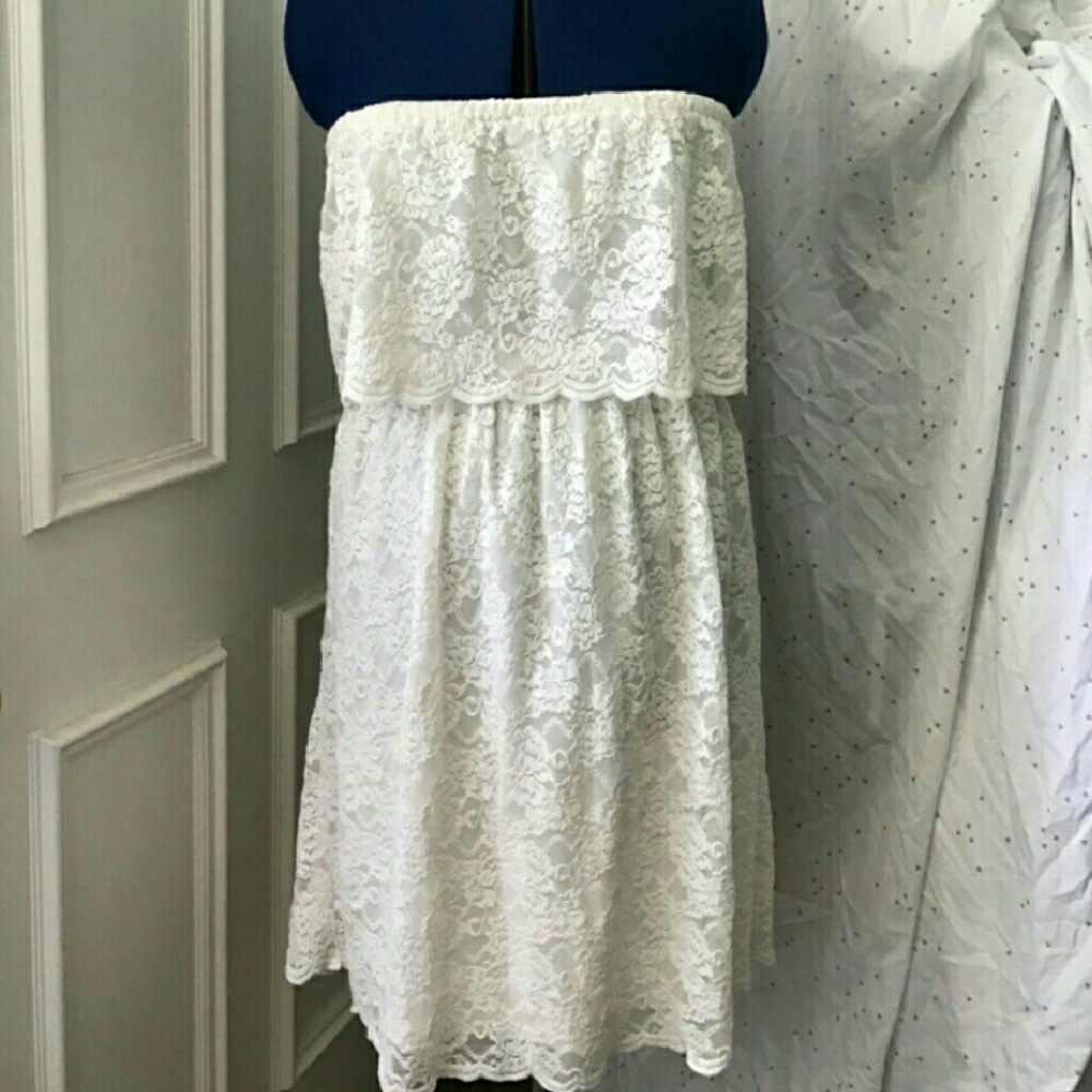 Express xl white lace strapless dress