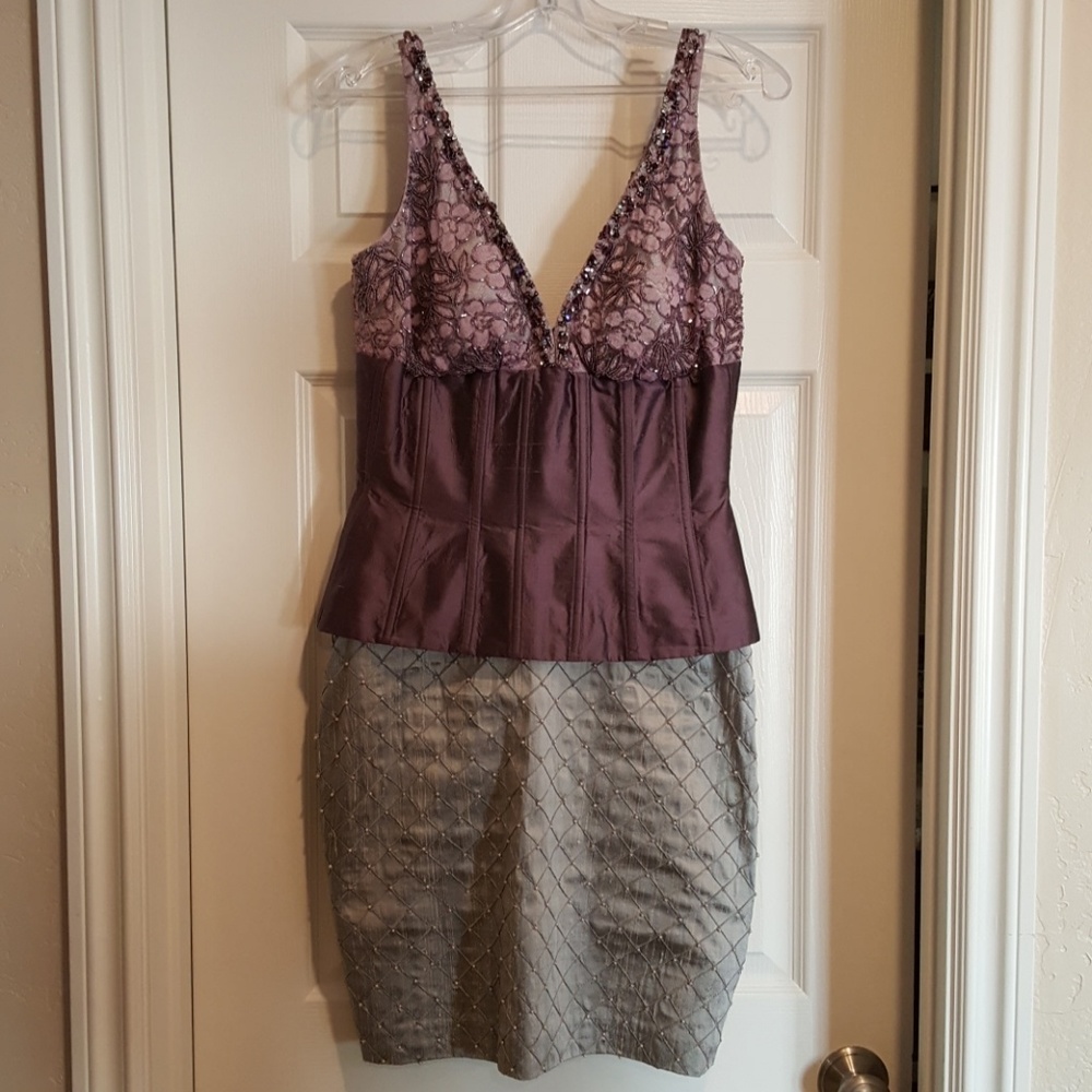 Custom Purple and Silver Party Dress-6