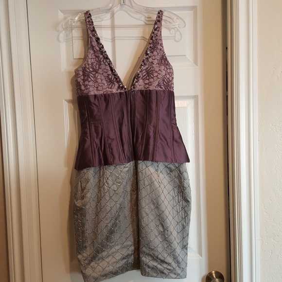 Custom Purple and Silver Party Dress-6 - Picture 2 of 5