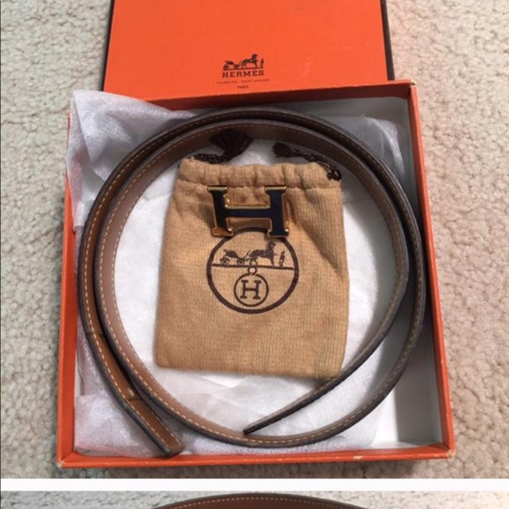 Authentic Hermes Belt Reversible in Gold Buckle