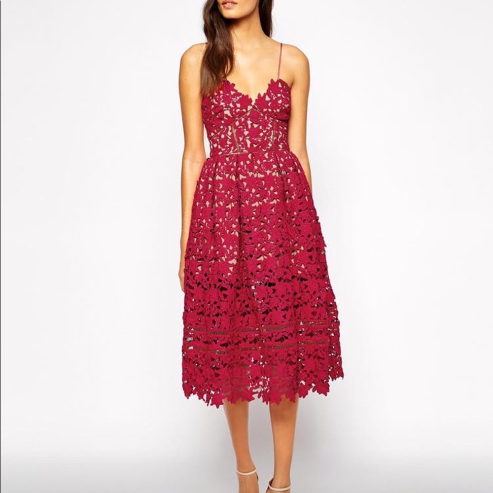 Self Portrait Azaelea Dress in Red AUTHENTIC