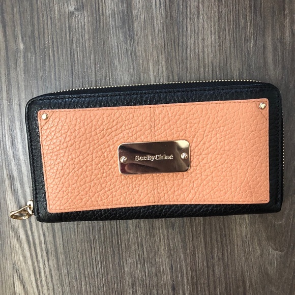 See By Chloe Handbags - See By Chloe Black and Tan Long Leather Wallet