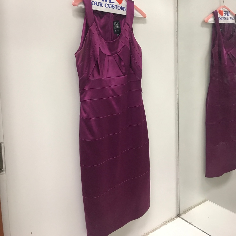 High neck fuscia dress