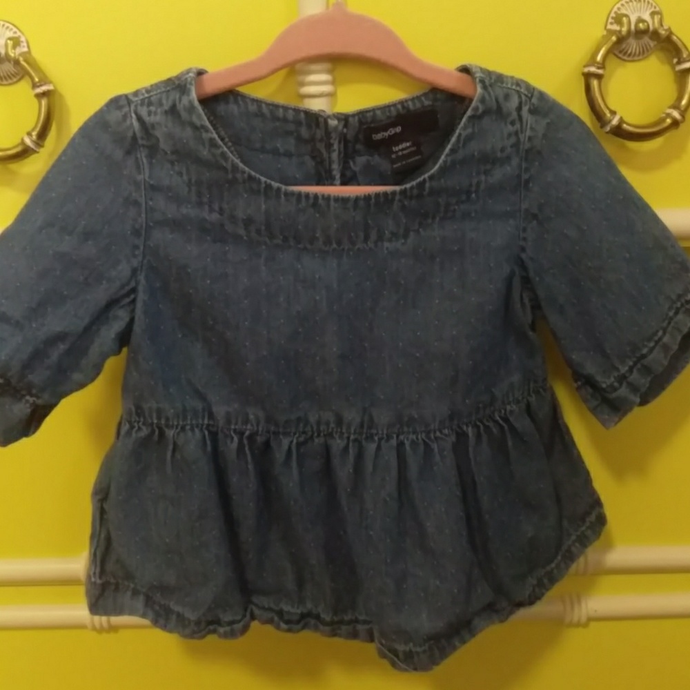 Baby Gap Polka Dot Chambray Peplum Top
