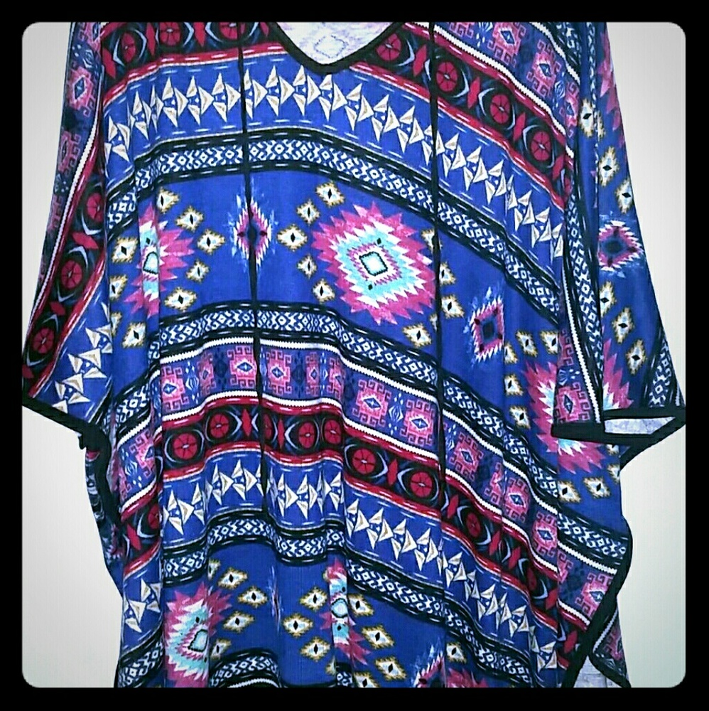 Aztec Print Poncho