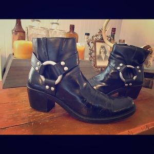 Leather Ankle Motorcycle Boots