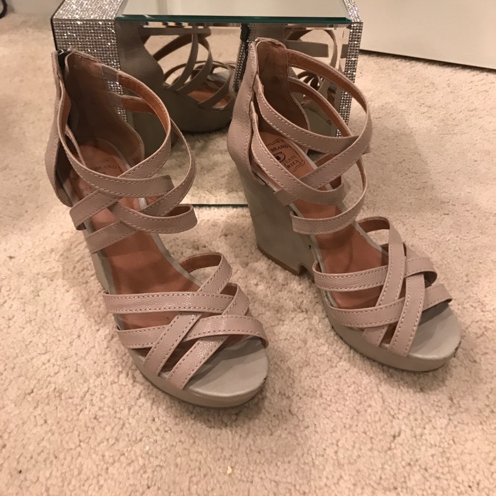 Lucky Brand strappy wedge platforms