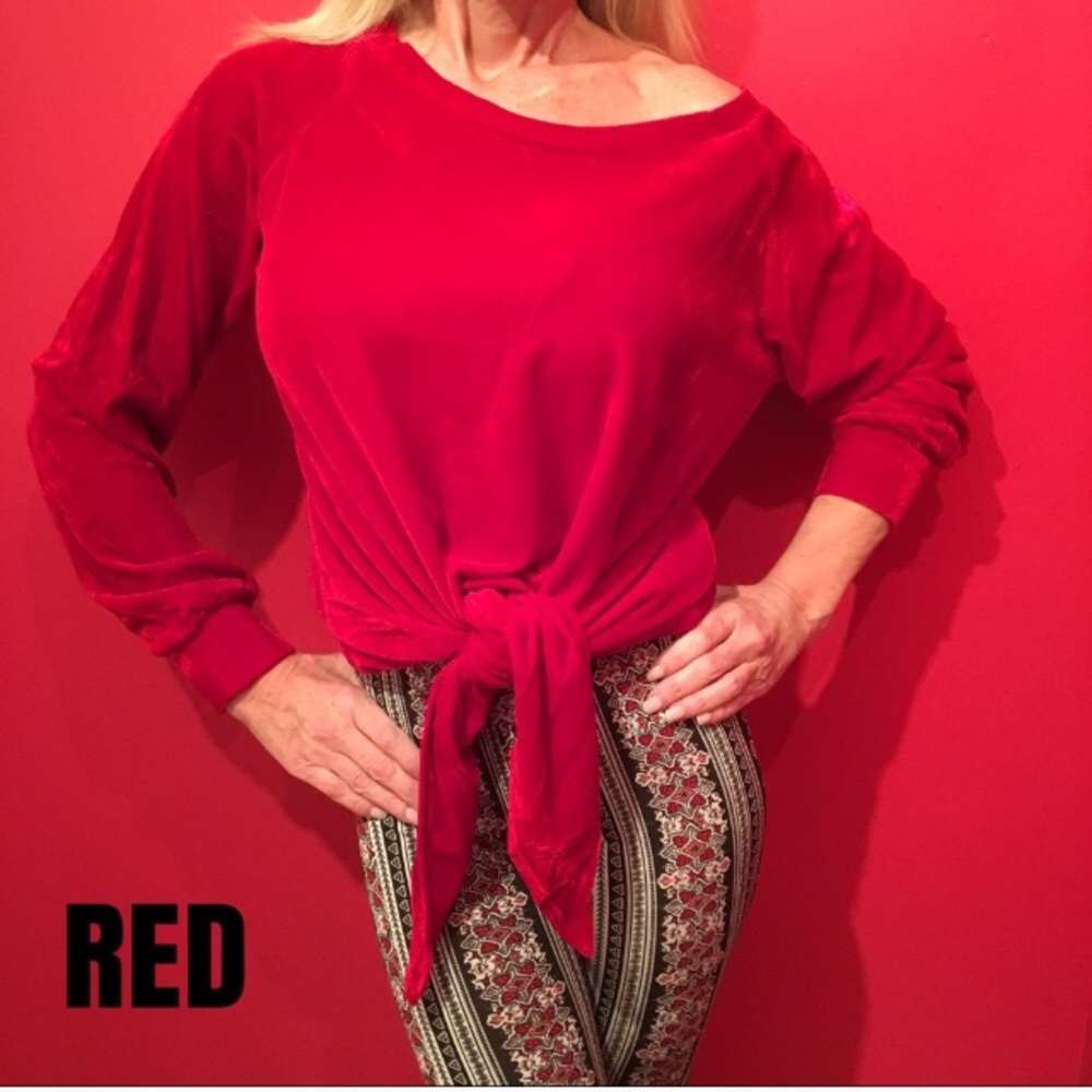 LAST LARGE Velvet Tie Front Top. Brand New NWB - Picture 5 of 6