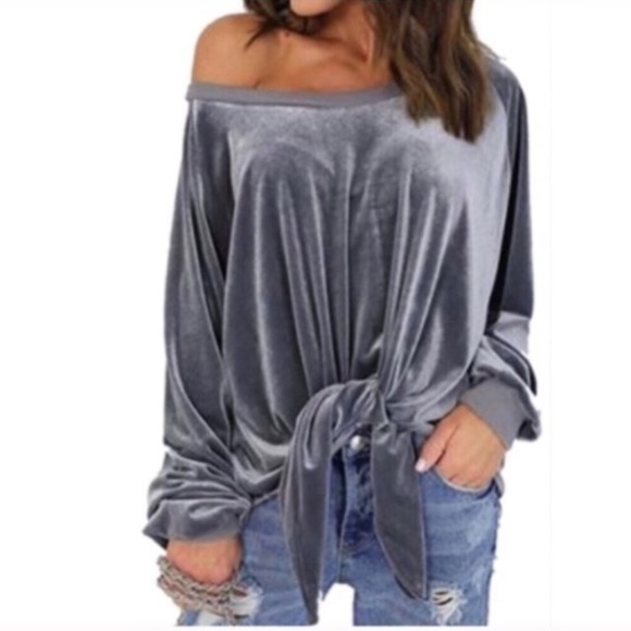 LAST LARGE Velvet Tie Front Top. Brand New NWB - Picture 3 of 6