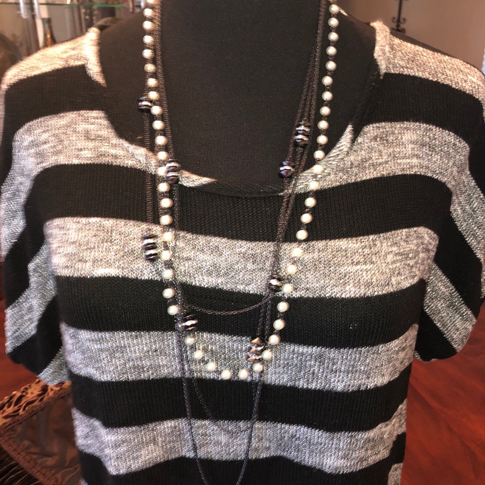 Short sleeve black & gray sweater size small