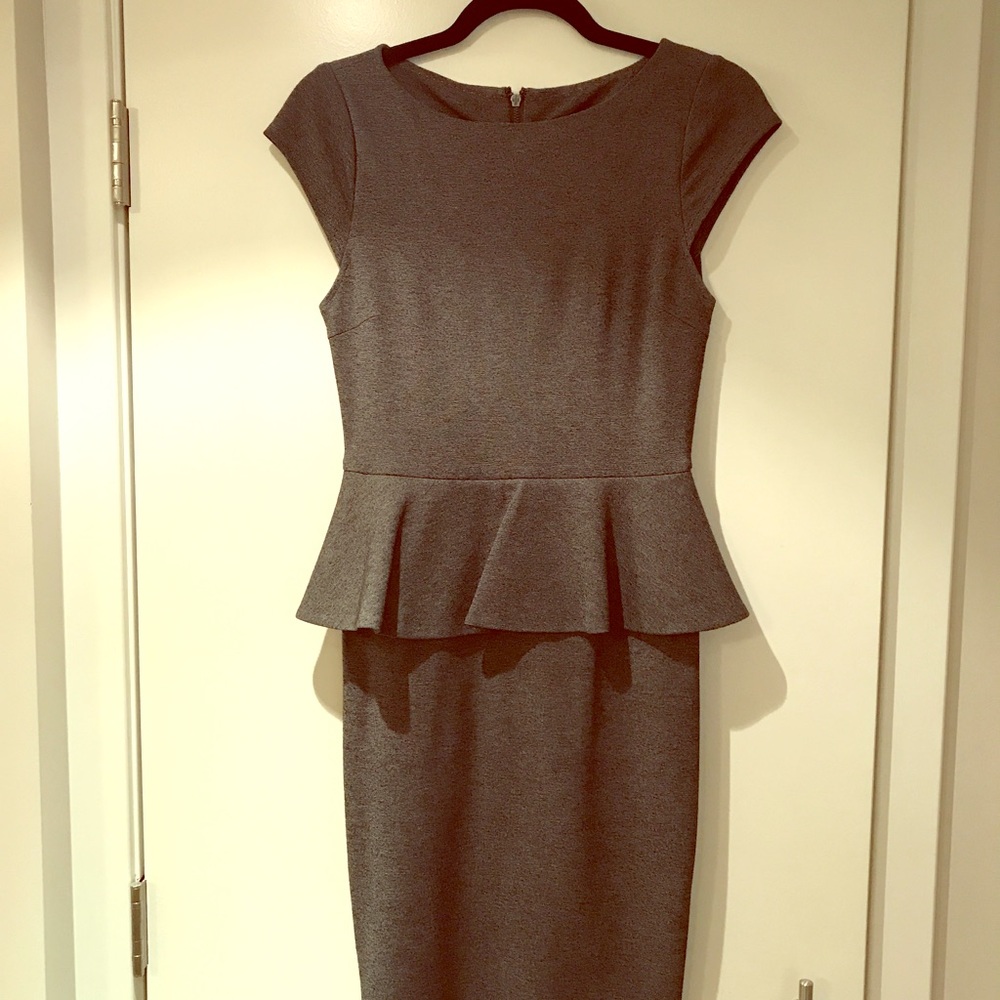Alice + Olivia gray peplum work dress