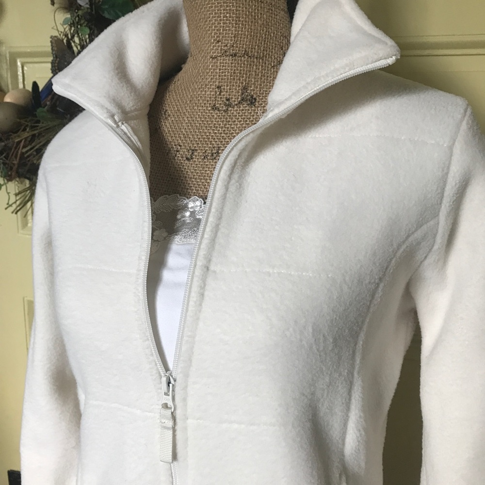 Cream polar fleece Merona zip jacket. Size M