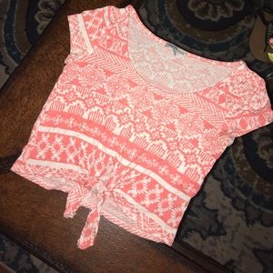 Charlotte Russe floral and whit pattern crop top
