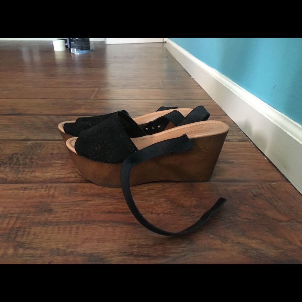 Black Suede Platform Sandals