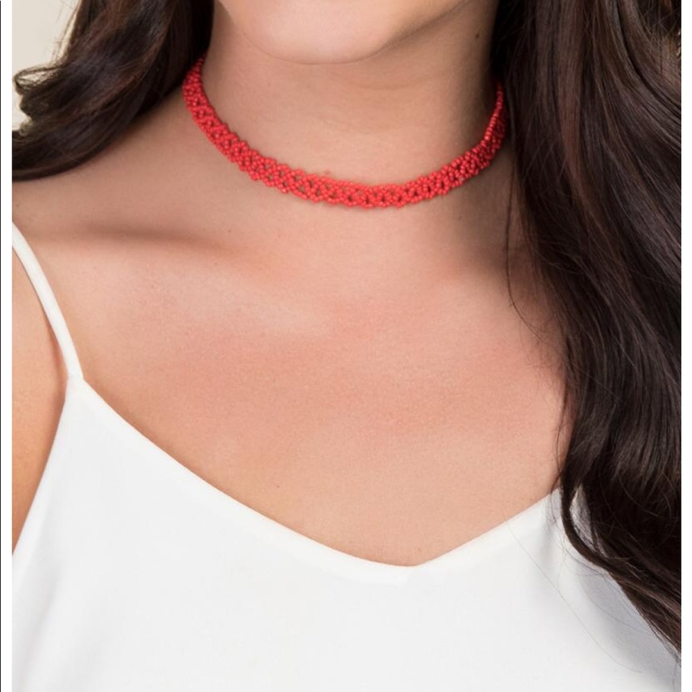 Jupiter Red Beaded Choker