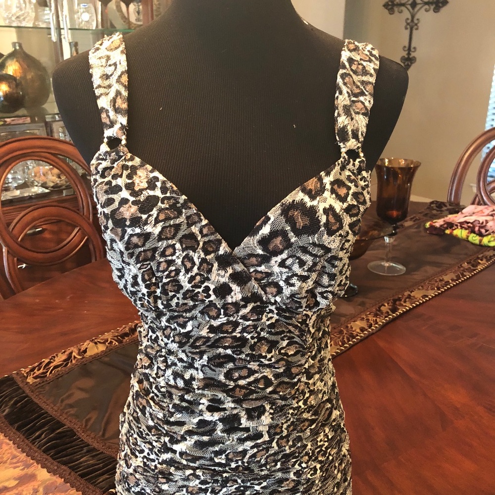 Leopard print tank with rhinestone accents small