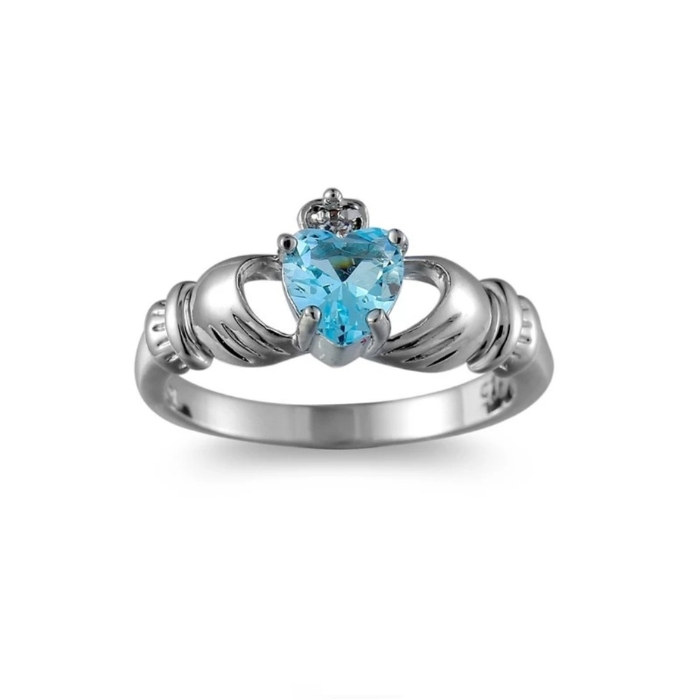 3/$30 Aquamarine Opal  925 Silver Friendship Ring - Picture 3 of 4