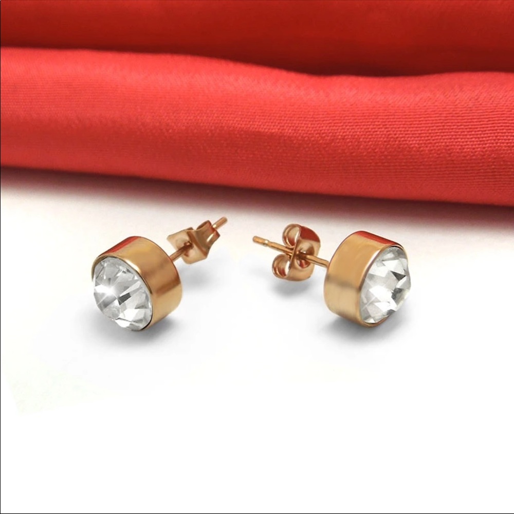 Titanium steel CZ earrings - Picture 4 of 5