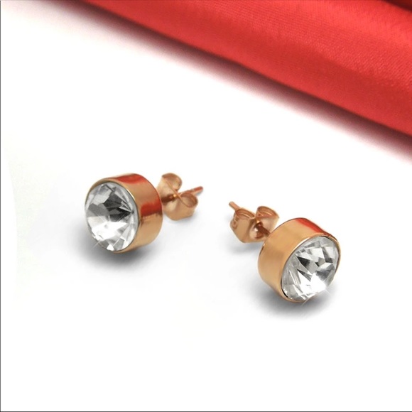 Titanium steel CZ earrings - Picture 2 of 5