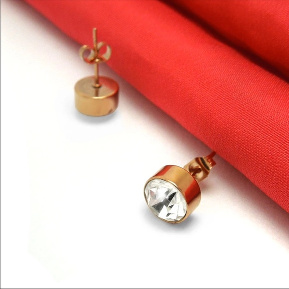 Titanium steel CZ earrings - Picture 3 of 5