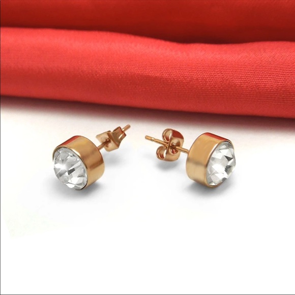 Titanium steel CZ earrings - Picture 4 of 5
