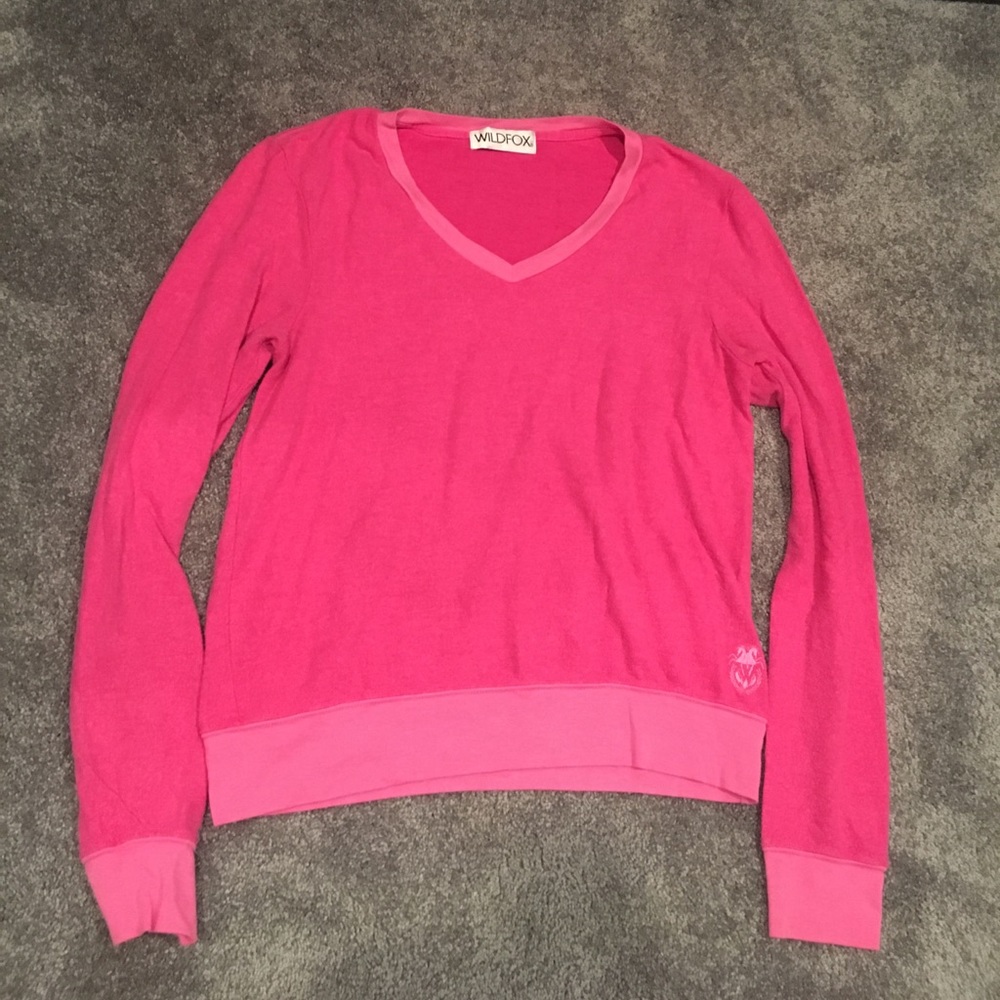 Wildfox pink v-neck sweater