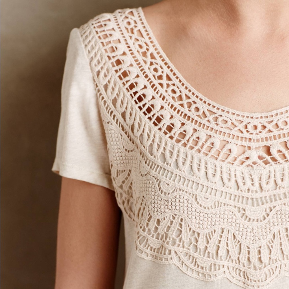 Anthropologie Meadow Rue Crochet Bib Shirt