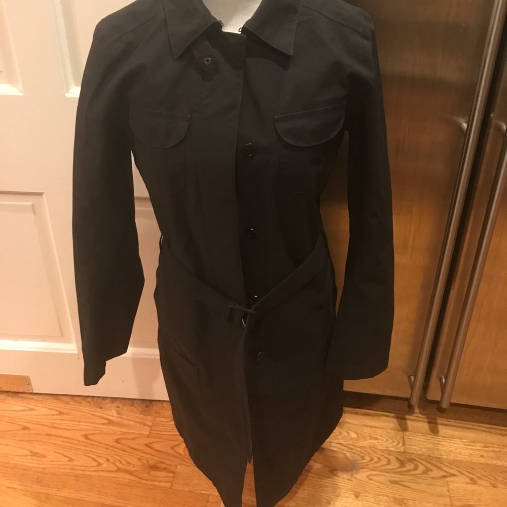 PRADA Water Proof Multi Pocket Belted BlackTrench