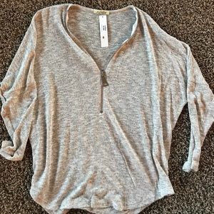 Heather gray sweater with zipper detail