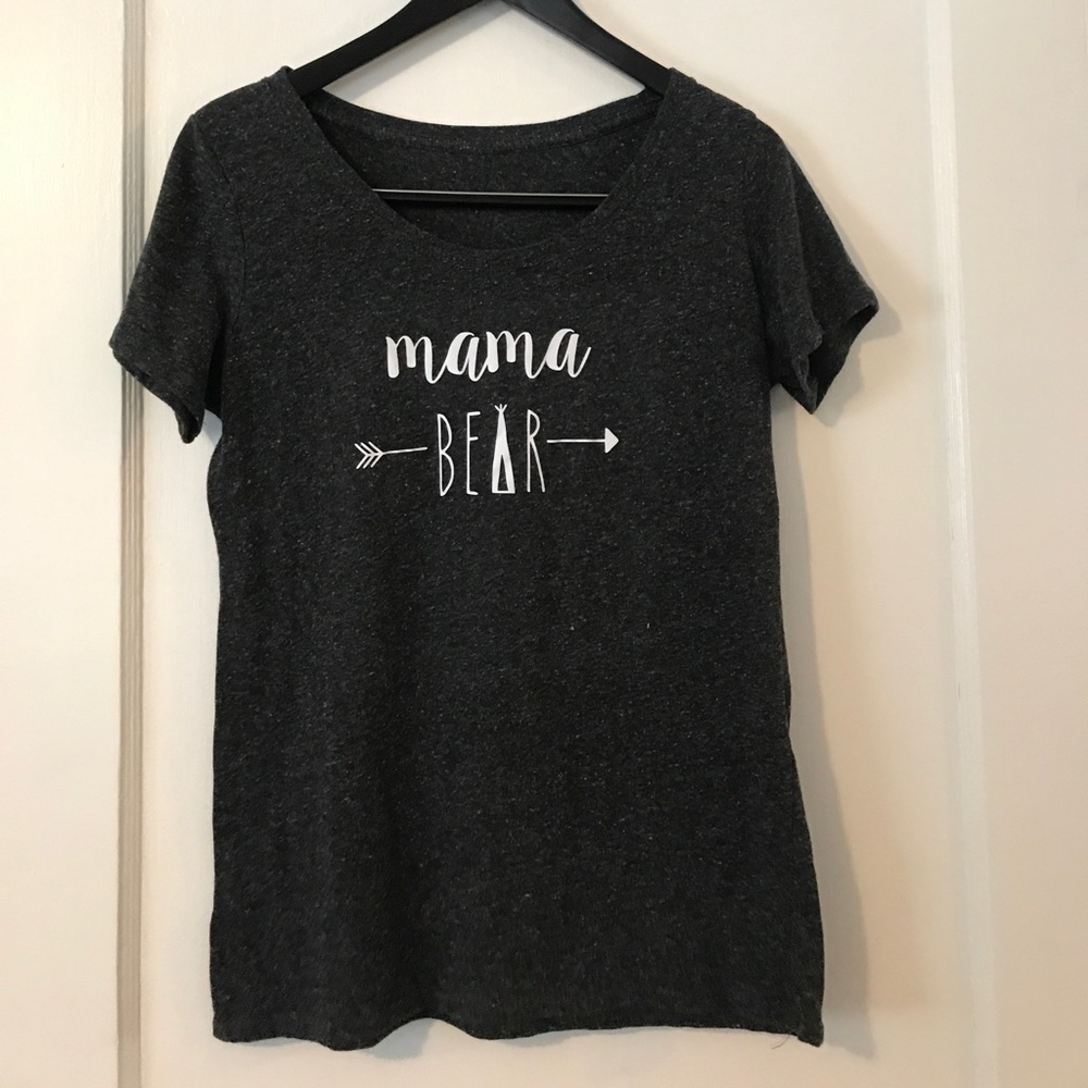 Charcoal mama bear scoop neck