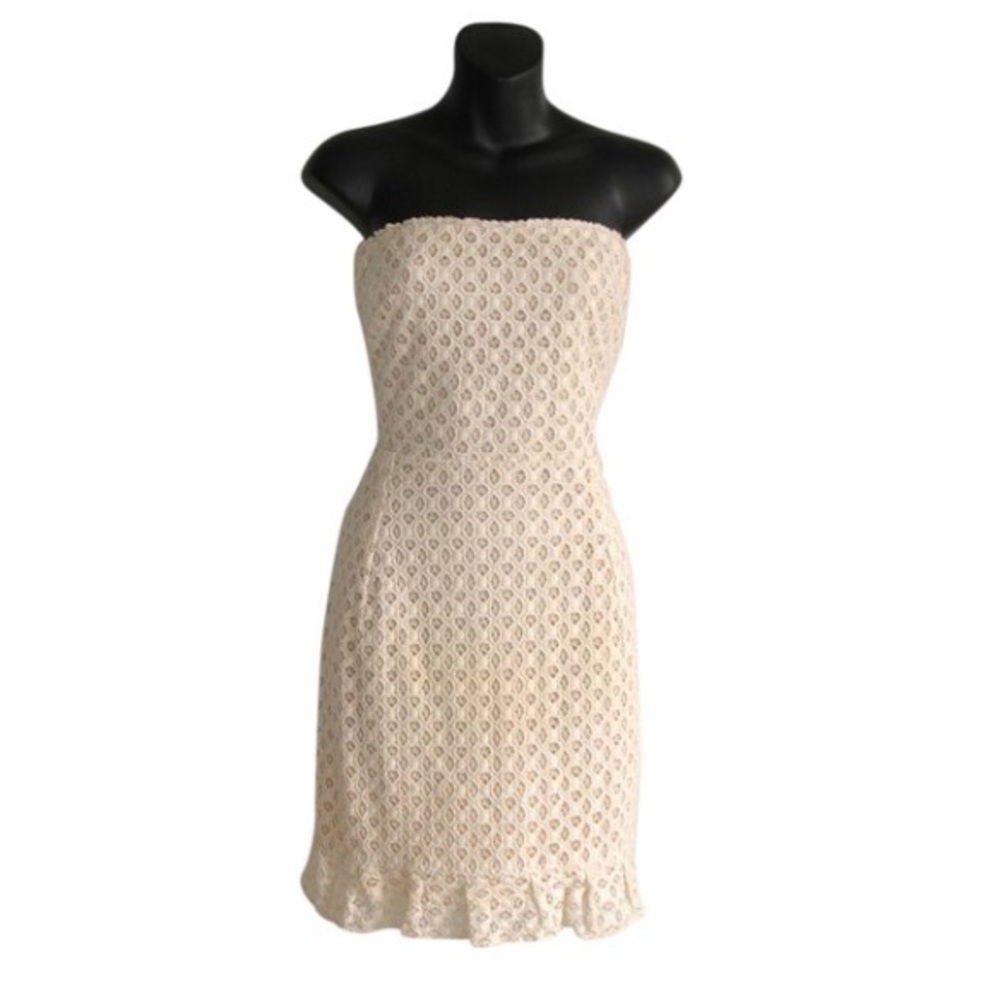 SANDRO strapless eyelet dress golden clasp